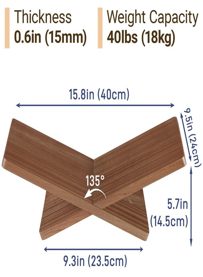 DECORANY Solid Wooden Book Stand for Desktop Display & Reading -15.7" x 9.4" x 5.7” Extra Large Wood Open Book Holder for Cookbook, Bible, Recipe, Textbook, Magazine (African Sapele) - Image 2