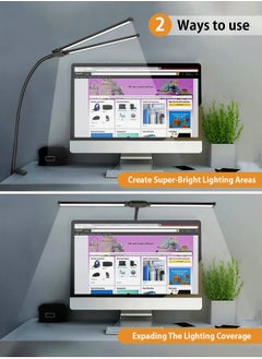 LOOPITYS Led Desk Lamp for Office Home, Bright Double Head Desk Light with Clamp, Architect Task Lamp 25 Lighting Modes Adjustable Flexible Gooseneck  - Image 4