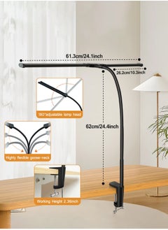 LOOPITYS Led Desk Lamp for Office Home, Bright Double Head Desk Light with Clamp, Architect Task Lamp 25 Lighting Modes Adjustable Flexible Gooseneck  - Image 2