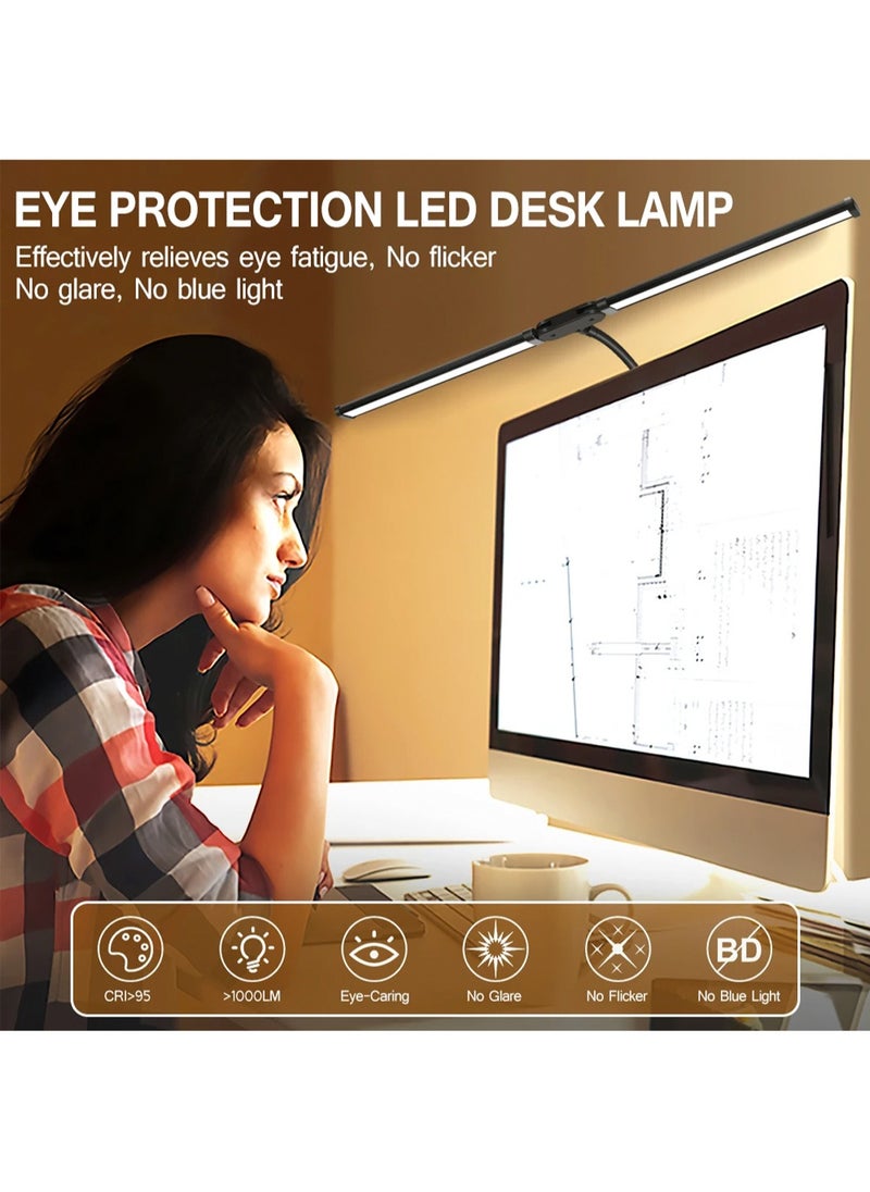 LOOPITYS - Led Desk Lamp for Office Home, Bright Double Head Desk Light with Clamp, Architect Task Lamp 25 Lighting Modes Adjustable Flexible Gooseneck - Image 1