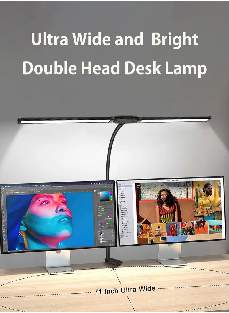 LOOPITYS - Led Desk Lamp for Office Home, Bright Double Head Desk Light with Clamp, Architect Task Lamp 25 Lighting Modes Adjustable Flexible Gooseneck - Image 1