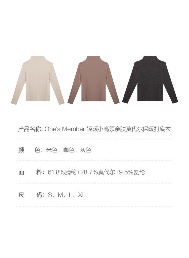 One's Member Lightweight Warm Soft High Neck Modal Acrylic Seamless Slimming Base Layer Top