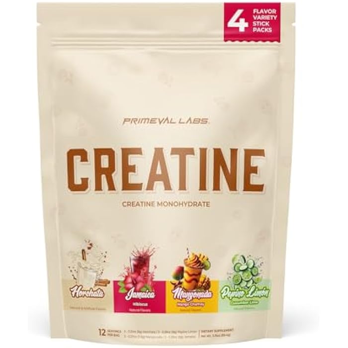 Primeval Labs Clean Creatine Monohydrate Powder | Flavored Powder for Muscle Strength & Recovery | Latin Aqua Fresca Flavors | Workout Supplement for Men & Women | 12 Servings | Variety Pack - Image 1