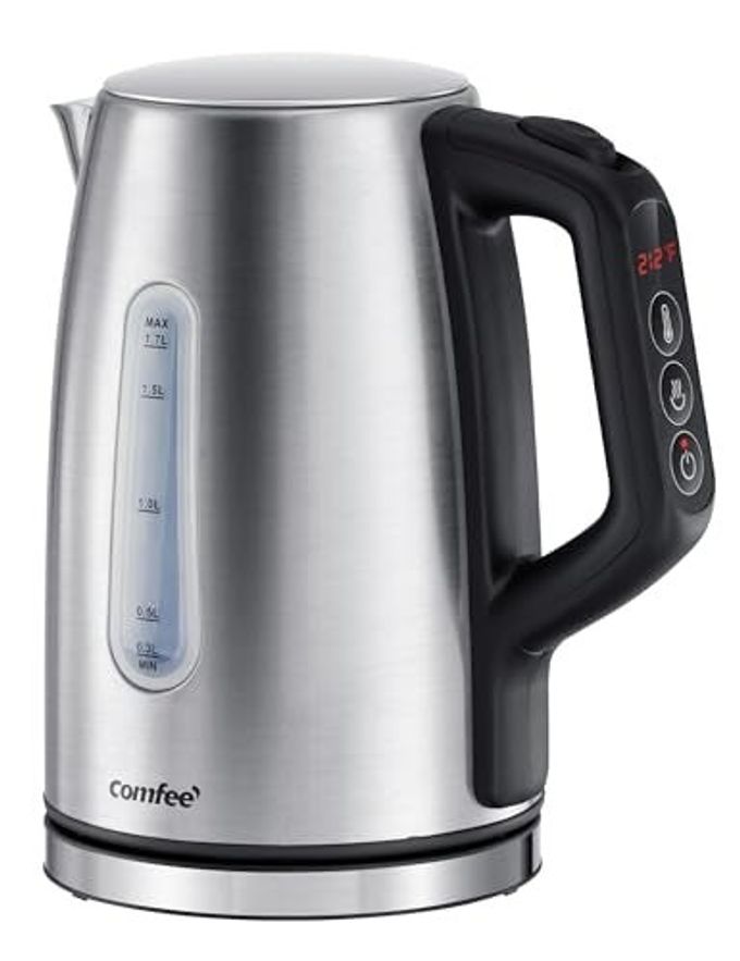 Comfee' Stainless Steel Electric Kettle, Temperature Control with 6 Presets, 1-Hr Keep Warm, Kettle Water Boiler 1.7 Litres, 1500W with Viewing Window, Auto-Off and Boil-Dry Protection - Image 1