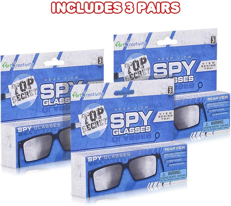 Art Creativity Spy Glasses for Kids (Set of 3) See Behind You Sunglasses with Rear View Mirrors - Fun Party Favors, Detective Gadgets, Secret Agent Costume Props, Gift Idea for Boys and Girls Blue - Image 4