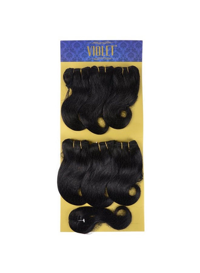 VIOLET Hair Beauty Short Brazilian Virgin Hair Body Wave 6Pcs Bundles With Closure 8inch Bob Weave Human Hair With Closure Short Hair Extensions Natural Black (8 Inch (Pack of 6), 1B) - Image 4