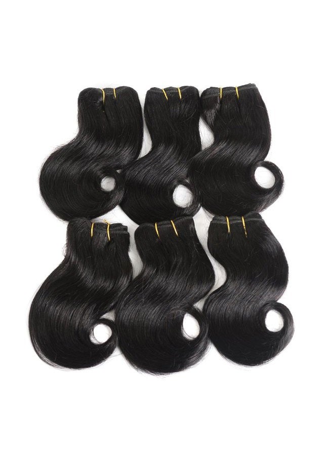 VIOLET Hair Beauty Short Brazilian Virgin Hair Body Wave 6Pcs Bundles With Closure 8inch Bob Weave Human Hair With Closure Short Hair Extensions Natural Black (8 Inch (Pack of 6), 1B) - Image 3