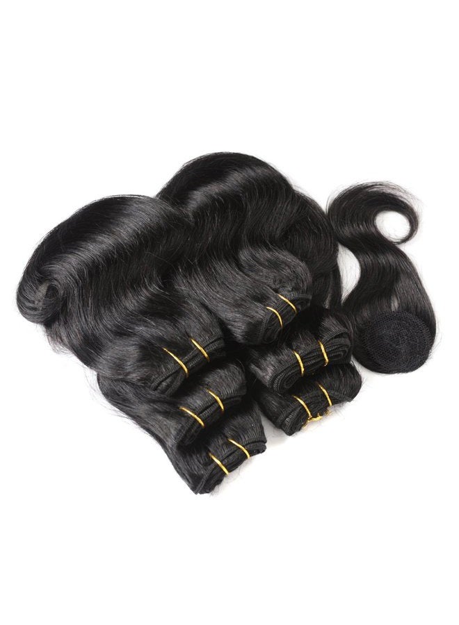 VIOLET Hair Beauty Short Brazilian Virgin Hair Body Wave 6Pcs Bundles With Closure 8inch Bob Weave Human Hair With Closure Short Hair Extensions Natural Black (8 Inch (Pack of 6), 1B) - Image 2