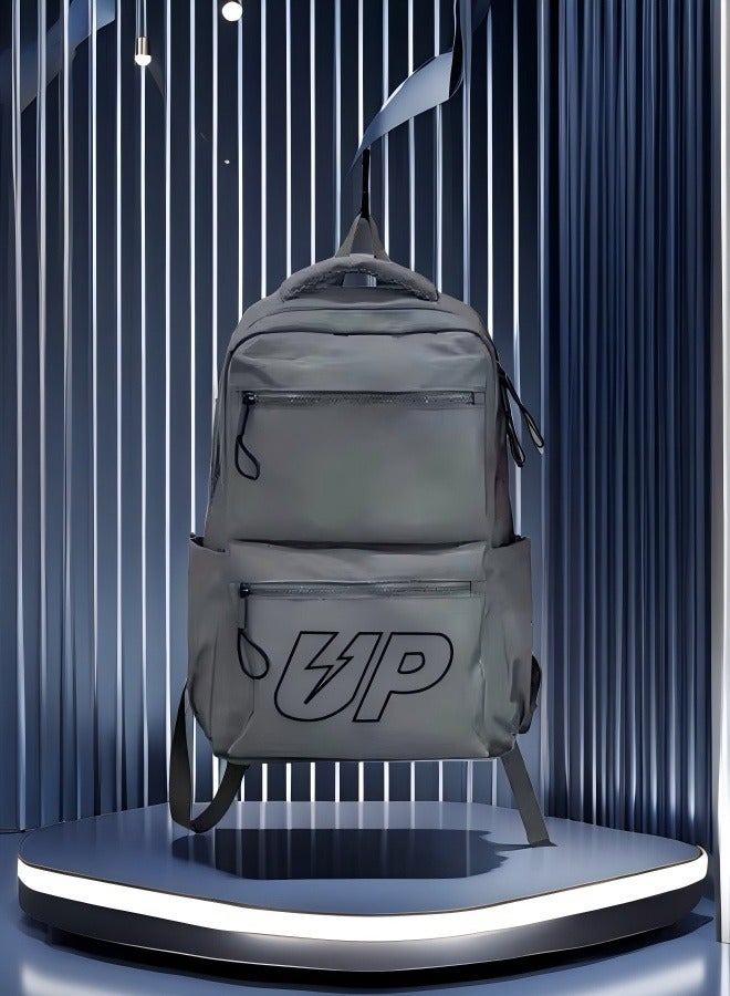 UP Cool Grey Backpack, Ergonomic Backpack, Lightweight Backpack, Adjustable Shoulder Strap Backpack, Minimalist Aesthetic Student Backpack, A Must-Have For Trendy And Technological Travel.  - Image 2