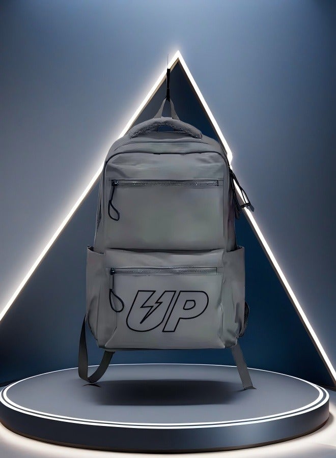 UP Cool Grey Backpack, Ergonomic Backpack, Lightweight Backpack, Adjustable Shoulder Strap Backpack, Minimalist Aesthetic Student Backpack, A Must-Have For Trendy And Technological Travel.  - Image 3