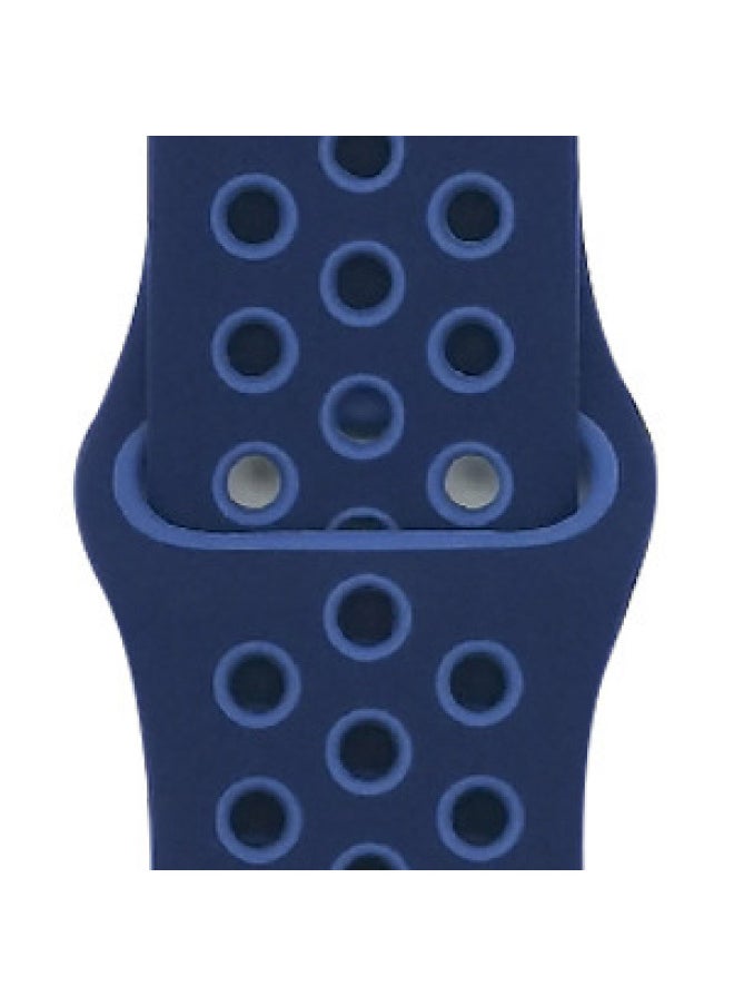 Generic - Suitable For Apple Two-color Silicone Nike Strap Nike Hole Apple Iwatch Breathable Sports Watch Strap-Color:51 Deep Sea Army Blue + Light Sea Army Blue-Specifications:42/44/45/49mm-S - Image 1