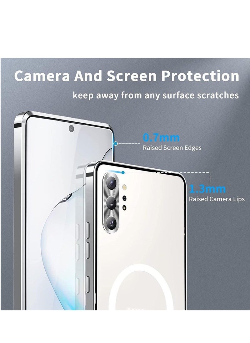 Galaxy Note 10 Plus case for Compatible with Mag-safe Magnetic Adsorption Metal Bumper Back Translucent Matte PC Cover for Galaxy Note 10 Plus - Image 5