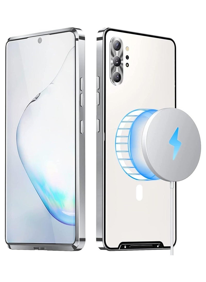 Galaxy Note 10 Plus case for Compatible with Mag-safe Magnetic Adsorption Metal Bumper Back Translucent Matte PC Cover for Galaxy Note 10 Plus - Image 1