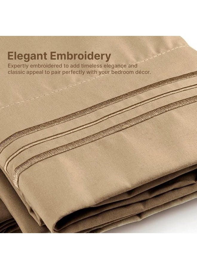 CGK Unlimited Queen Pillow Cases Set of 2 - Soft, Hotel Quality Pillowcase Covers - Comfy, Luxury Bedding for Women, Men, Kids & Teens - Machine Washable Pillow Protectors - 2 Piece - Queen Size Beige Pillow Cover  - Image 3