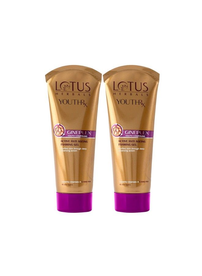 LOTUS HERBALS Youthrx Active Anti Ageing Foaming Gel Face Wash ; With Jojoba Ginseng & Ginger ; 100G (Pack Of 2)  - Image 3