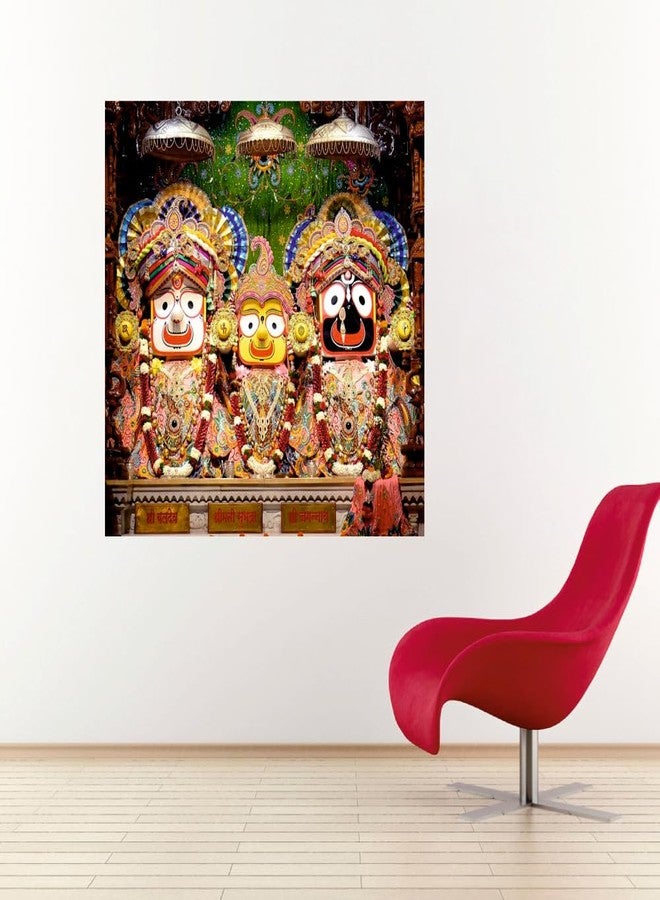 Techgifti ملصق حائط Techgifti Jagannath ji And Shubhadra And Balaram لغرفة المعيشة، غرفة الصلاة، المكتب (المقاس - 46 سم × 46 سم) - Image 2