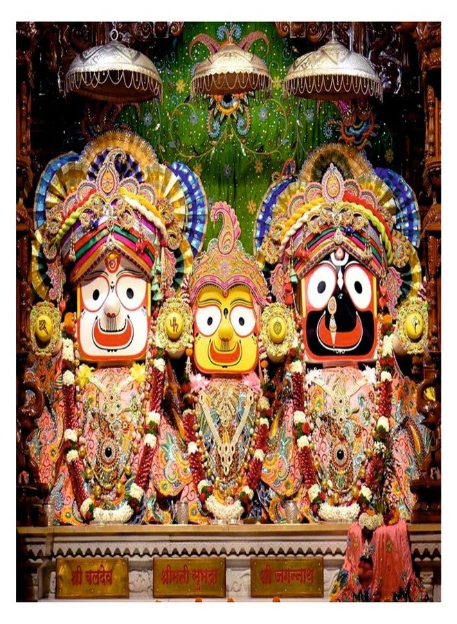 Techgifti ملصق حائط Techgifti Jagannath ji And Shubhadra And Balaram لغرفة المعيشة، غرفة الصلاة، المكتب (المقاس - 46 سم × 46 سم) - Image 1