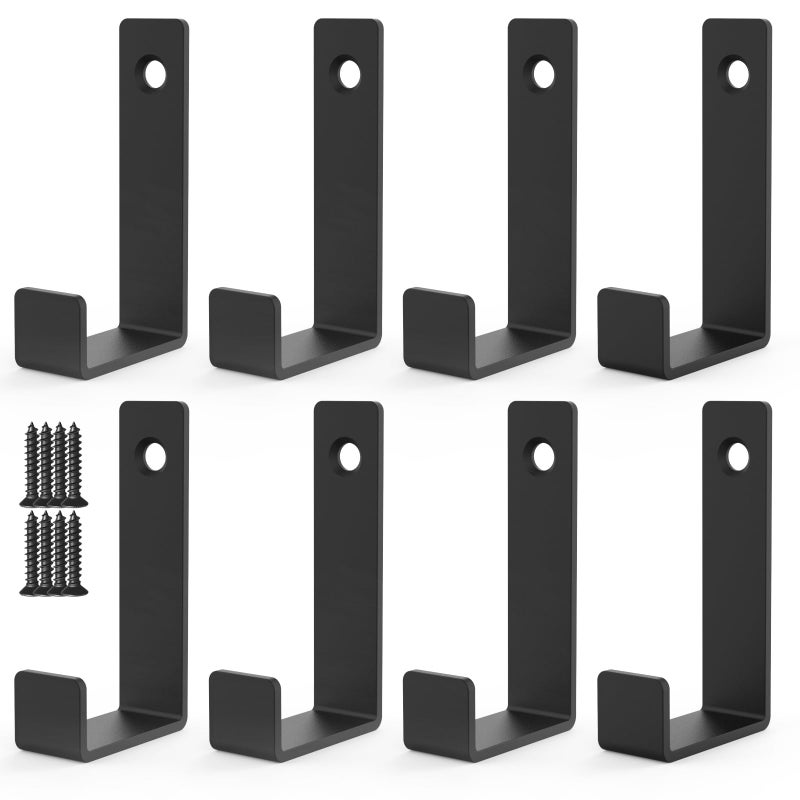 Aufuga Hooks for Hanging Stainless Steel Heavy Duty Coat Hook Wall Hooks Robe Hanger Hooks Hanging Hat Key Holder for Towel and Bags Indoor Outdoor BlackSquare 25x13inch8pcs