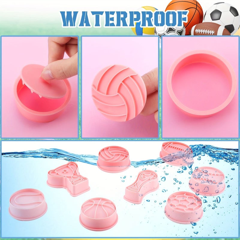 Sports Ball Cookie Cutters Set 8pcs 3D Football Basketball Soccer Cake DIY Baking Plunger - Image 4