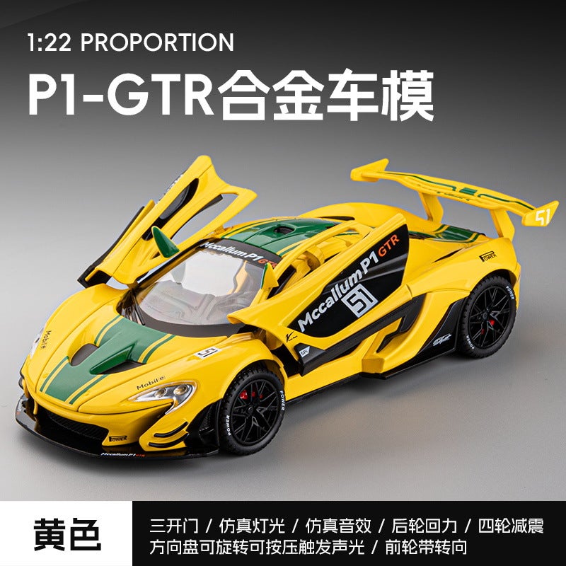 1:22 Scale McLaren P1 GTR Diecast Model Race Car Toy Blue theme - Image 2