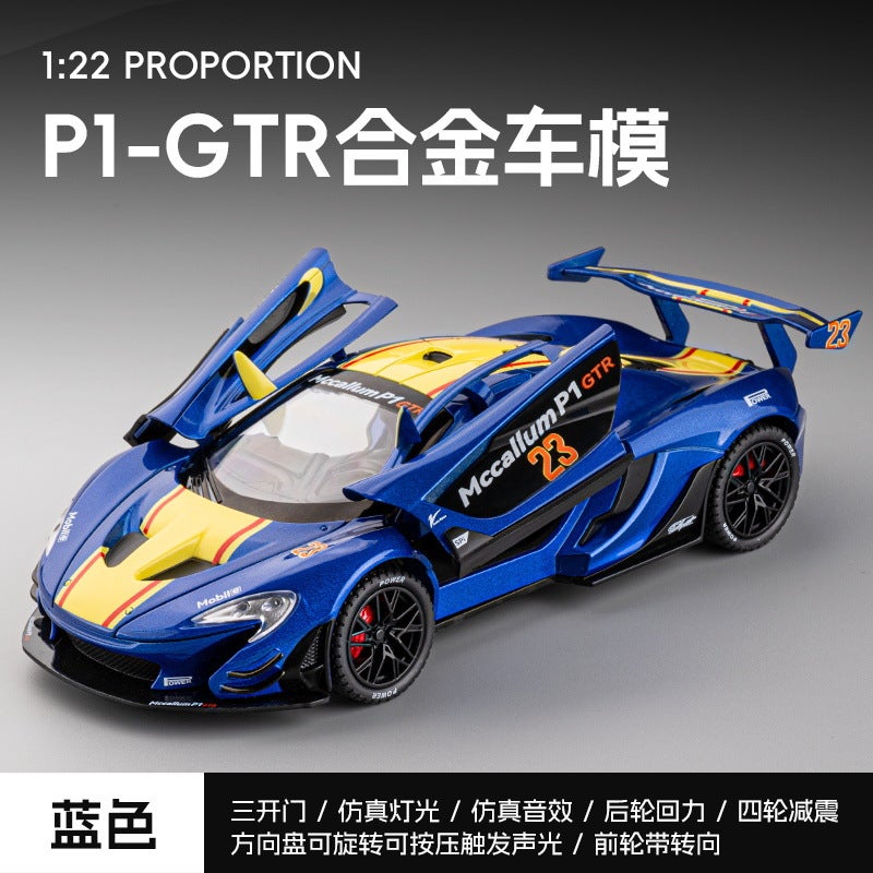 1:22 Scale McLaren P1 GTR Diecast Model Race Car Toy Blue theme - Image 1