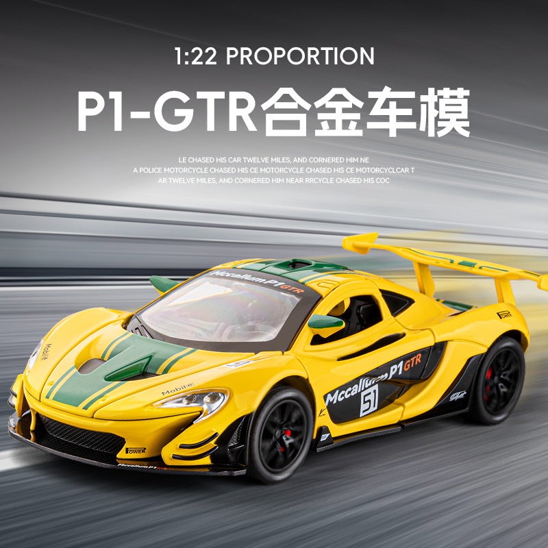 1:22 Scale McLaren P1 GTR Diecast Model Race Car Toy Blue theme - Image 4