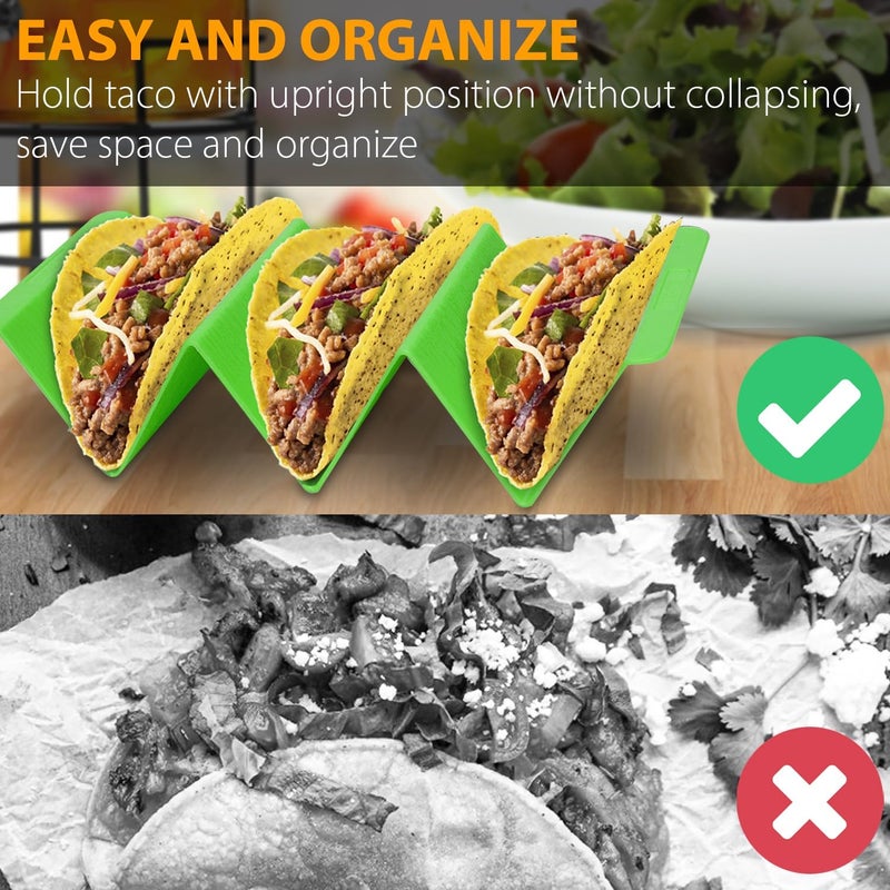 KSEV Kitchen Taco Holder Stand - 6 Packs (Extra Large) Non-Toxic, BPA Free, Dishwasher & Microwave Safe - Hold 3 Tacos, Hard Plastic Taco Rack, Party Serving Tray Set for Hard and Soft Shell Tacos Tortilla - Image 5