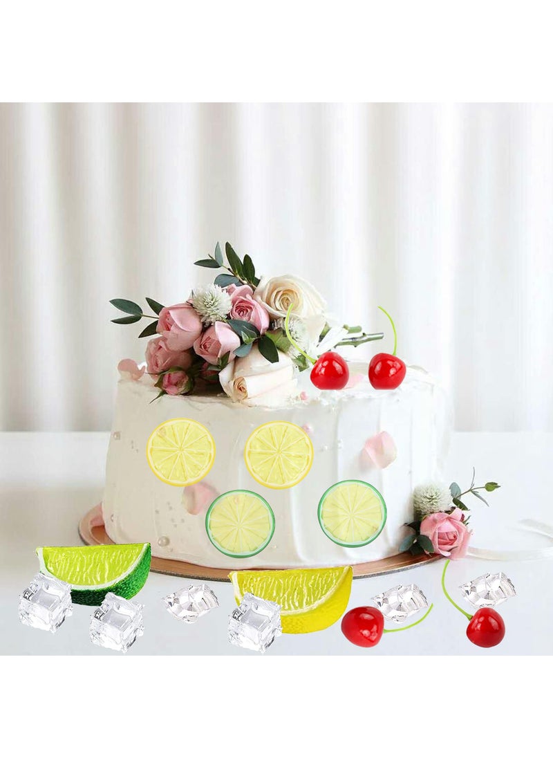 Yuronam Yuronam 40 Pcs Fake Crushed Ice and Square Ice Rocks 10 Pcs Artificial Fruit Lemon Slices  4 Pcs Simulation Lemon Blocks and 10 Pcs Lifelike Cherries for Home Kitchen Decoration Photography Prop  - Image 5