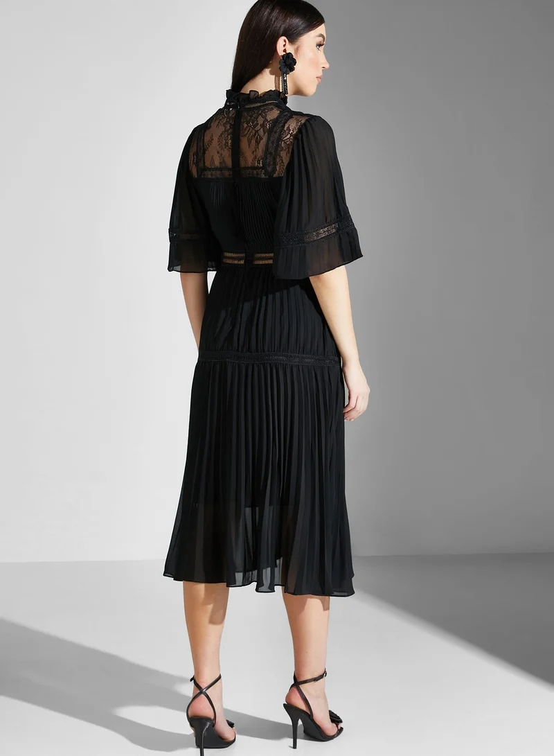 True Decadence Flute Sleeve Plisse Detail Dress