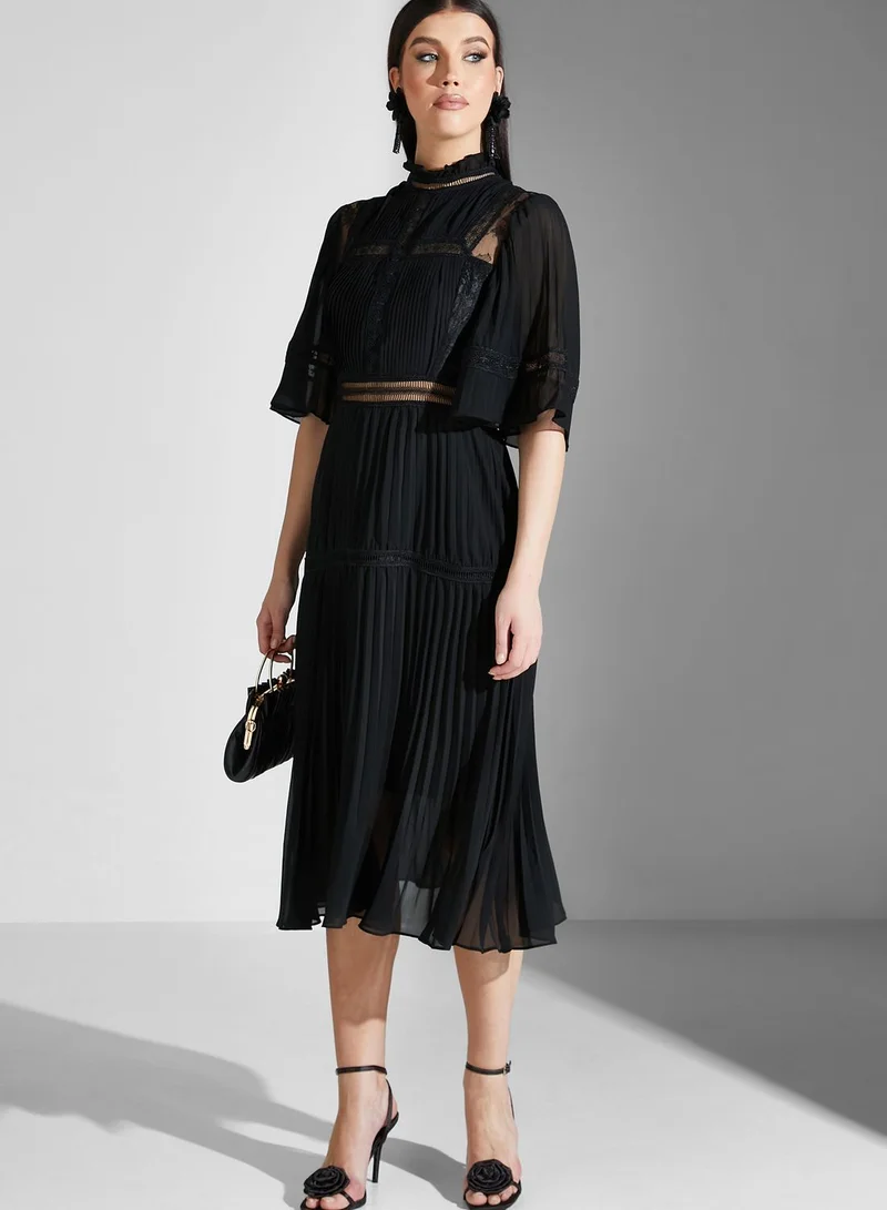 True Decadence Flute Sleeve Plisse Detail Dress