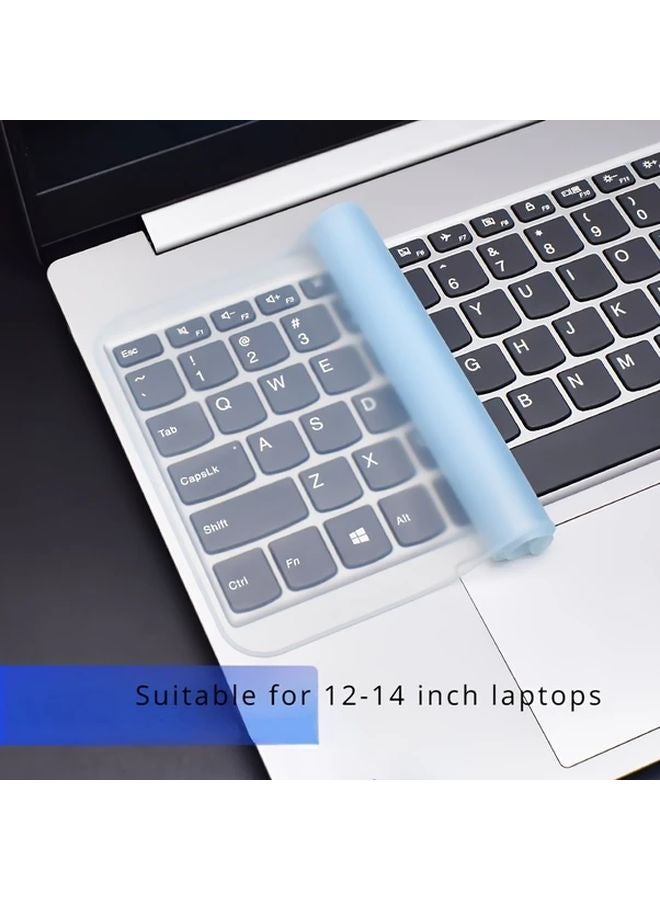 Blue Silicone Laptop Keyboard Cover Waterproof Dustproof Protective Film for 12 14 Inch Laptops - Image 1