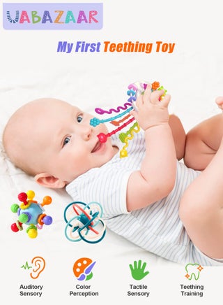3Pcs Baby Teething Toys, Teething Toys for 3-12 Months Boys Girls, Newborn Baby Toys, Baby Rattles Toys, Sensory Chew Toys, 1 Year Old Baby Shower Gifts - view 4