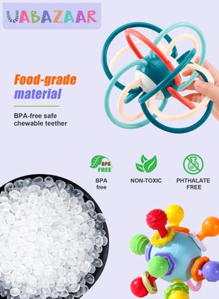3Pcs Baby Teething Toys, Teething Toys for 3-12 Months Boys Girls, Newborn Baby Toys, Baby Rattles Toys, Sensory Chew Toys, 1 Year Old Baby Shower Gifts - view 5