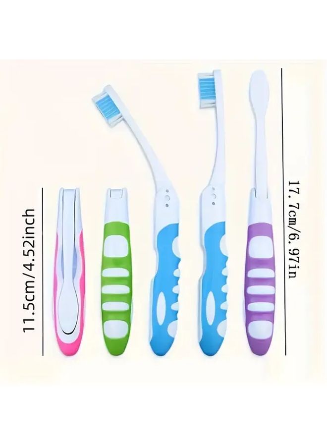 Pink Adult Manual Folding Travel Toothbrush Medium Bristles Unscented - Image 4