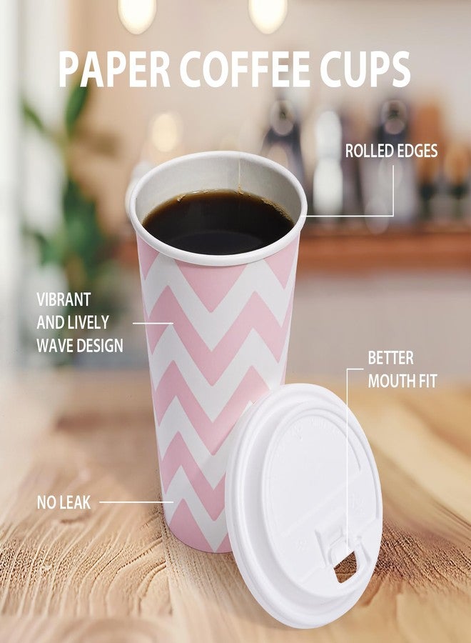 Tamone 100 PACK 12OZ Disposable Coffee Cups with Lids, To Go Coffee Cups with Lids Leak Proof, Pink Paper Cups for Cold/Hot Beverage Chocolate Cocoa for Home Office Party - Image 3