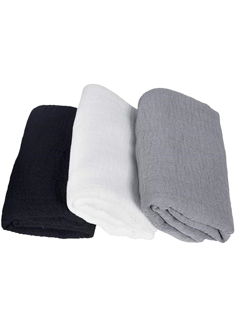 KASTWAVE Scarfs for Women, 3 Pieces Soft Keep Warm Scarf Shawl Lightweight Long Fashion Wraps for All Season Cotton and Linen Monochrome Turban Scarf (Grey/Black/White) - Image 4