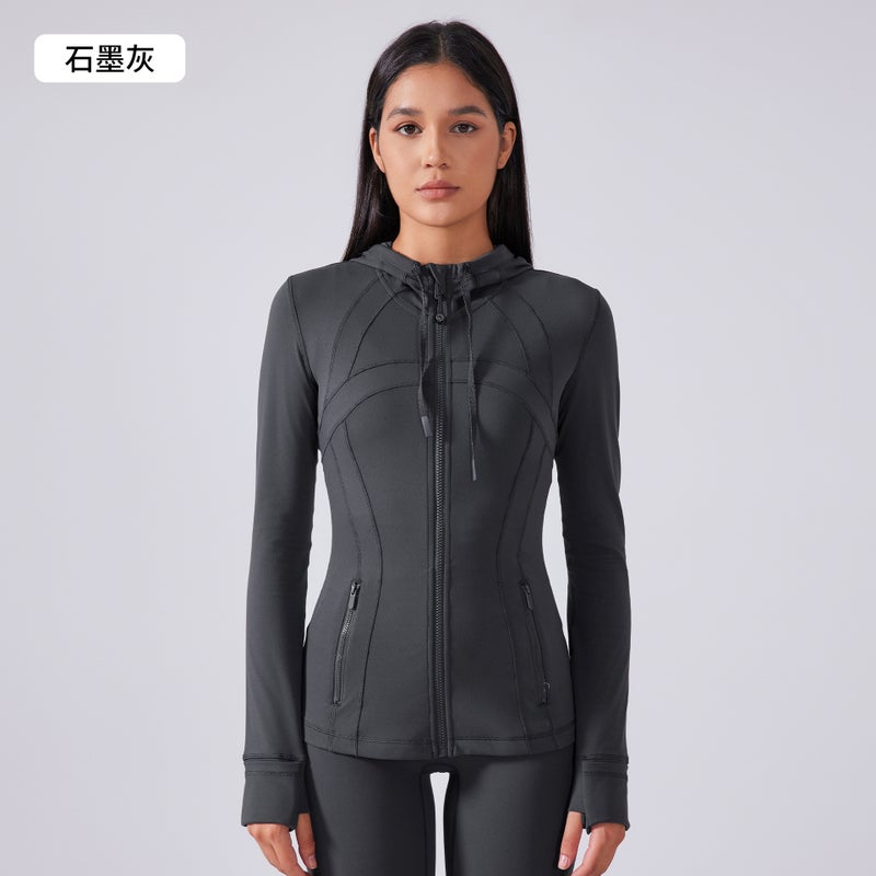 Generic Autumn Hooded Yoga Jacket Slim Fit DAW204 Graphite gray 