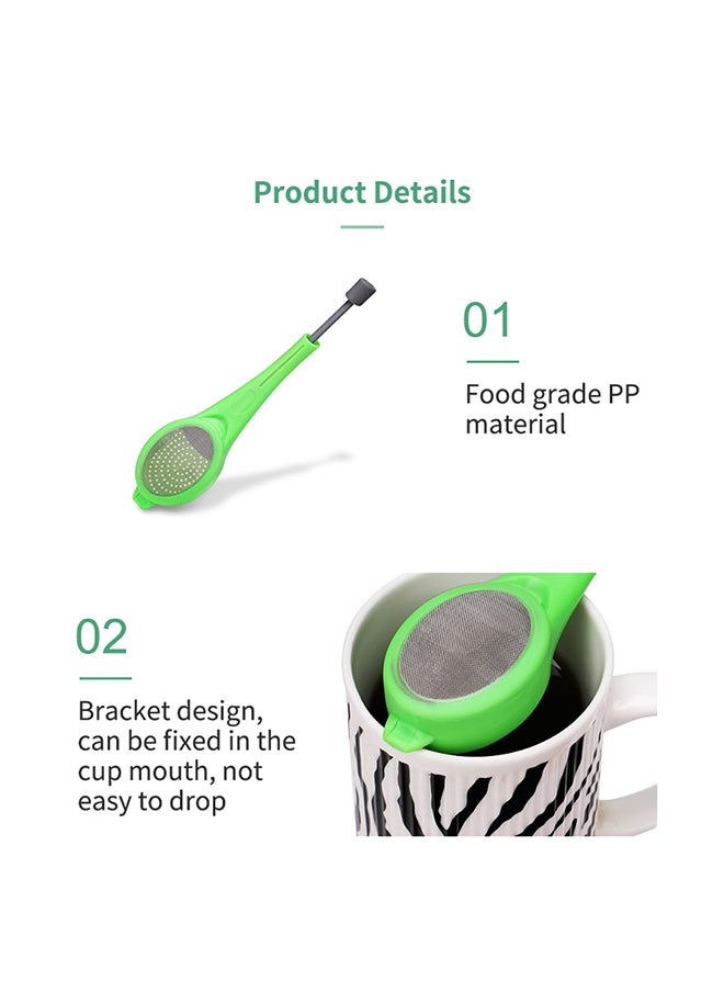 Tea Strainer Infuser Filter [ No Tea Leaves Residue ] Extracts Flavor Completely [ No Sharp Edges and Anti Corrossive ] [ Built in Plunger ] - Green