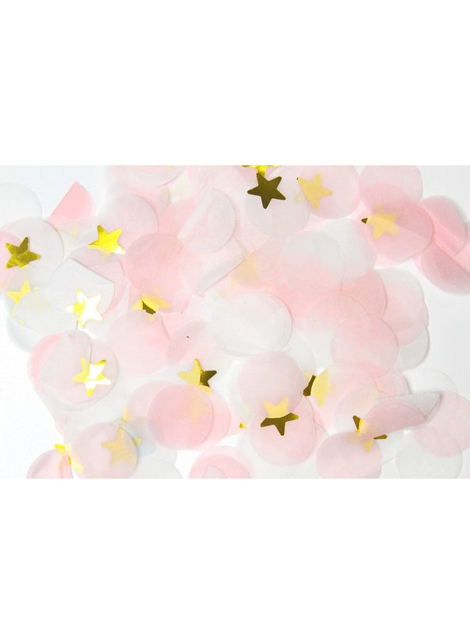 Confetti - Confetti! Premium 1-inch Round Tissue Paper Party Table Confetti - 10/15 Grams (Pink, White, Gold Mylar Flakes) - Image 1