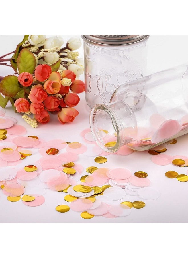 Confetti - Confetti! Premium 1-inch Round Tissue Paper Party Table Confetti - 10/15 Grams (Pink, White, Gold Mylar Flakes) - Image 1