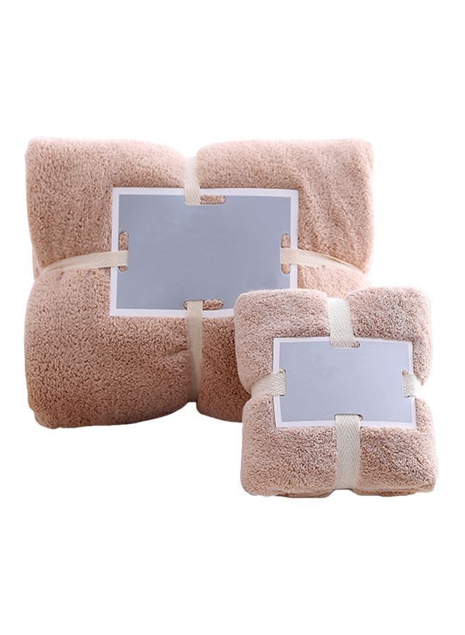 NIBEMINENT Fabric Hand And Bath Towel Set Brown 22x12x22centimeter 