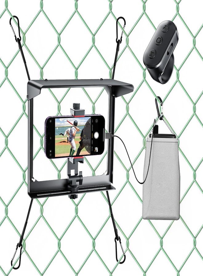 LenTok Phone Fence Mounting Kit with Shade & Zoom Remote for iPhone, Fence Camera Streaming Kit for GoPro Recording Baseball/Softball/Tennis Games, Adjustable Clip Mount Holder for Mevo Start, Insta360 - Image 1