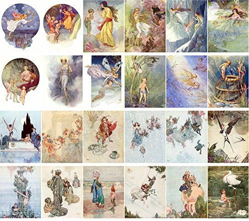 PIXILUV Vintage PostCards 24 pcs Fairy Tales Small People Vintage Book Illustration - Image 2