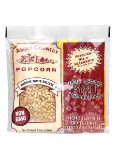 Amish Country Popcorn Amish Country Popcorn, Perfect Portions 3 in 1 Popcorn Pack, Medium White Hulless, 5.5 oz (156 g)  - Image 1