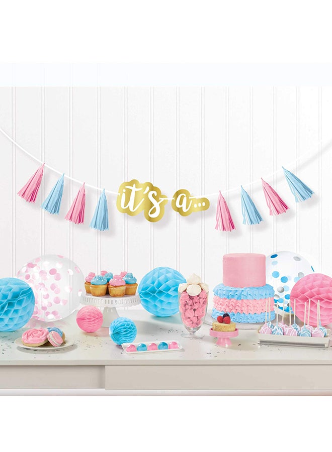 Amscan The Big Reveal Tassel Garland Foil Board Decorations 8Ft, Baby Shower Party Supplies
