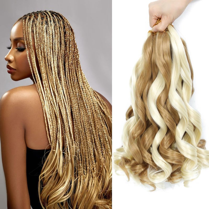 FALEMEI French Curly Braiding Hair 12 Inch 8 Packs - Pre Stretched Bouncy Braiding Hair- Loose Wavy Synthetic Hair Extensions for Black Women (12 inch 8 packs, 27P613#) - Image 1