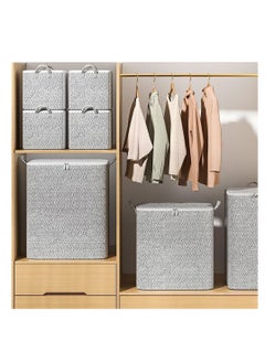 CityRiya-Long Fabric Storage Boxes, 2 Pcs Foldable Nonwoven Storage Bags with Zipper and Handles for Clothing Blanket Bedding, Large Capacity Washable Clothes Storage Bins for Closet Wardrobe (Grey, 110L)  - Image 3