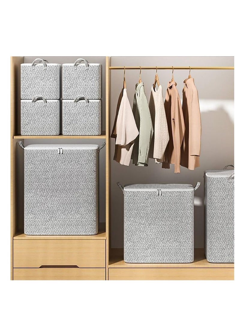 CityRiya-Long Fabric Storage Boxes, 2 Pcs Foldable Nonwoven Storage Bags with Zipper and Handles for Clothing Blanket Bedding, Large Capacity Washable Clothes Storage Bins for Closet Wardrobe (Grey, 110L)  - Image 3