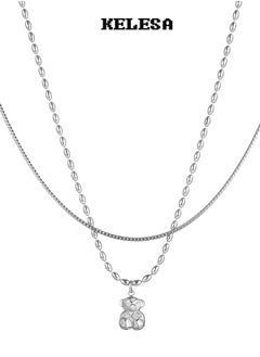 Kelesa Exclusive Fashion Double Chain Design Pendant Necklace Bear Shape  - Image 1