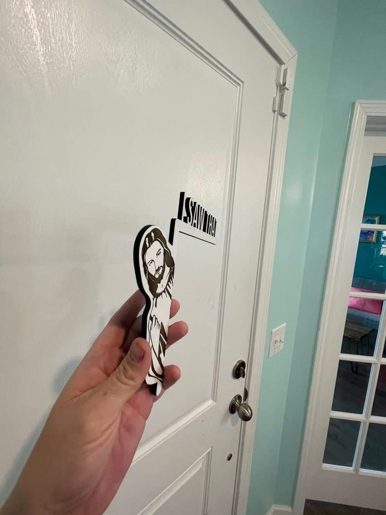 klarako Funny Home Decor I Saw That Jesus Door Frame Decoration, Jesus Door Corner Sign Decoration, Christian Door Decor I Saw That Jesus Corner Decor, Funny Jesus Door Hanger (Blackleft) - Image 4